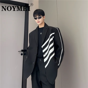 NOYMEI мужской блейзер контрастного цвета модный корейский стиль индивидуальность асимметрия ниша свободный пиджак с лацканами осень WA2113