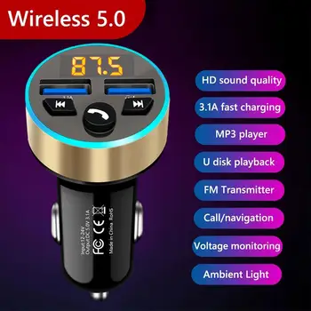QC3.0 Автомобильное Зарядное Устройство FM-Передатчик Bluetooth MP3-Плеер Модулятор Громкой связи Двойные Аксессуары FM USB Комплект Для Быстрой зарядки Автомобиля Z3G0