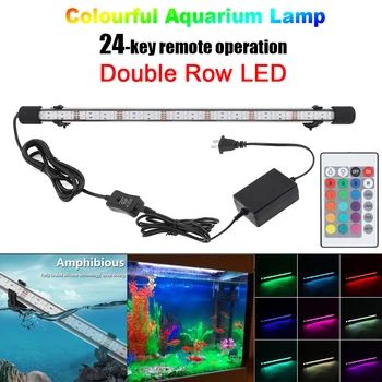 RGB светодиодный аквариумный светильник, Водонепроницаемые светильники для аквариума, Аквариумная лампа T8, Двухрядный супер яркий подводный светильник с дистанционным управлением