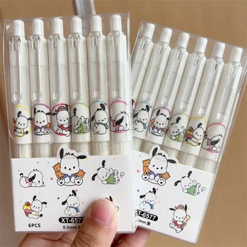 Sanrio Pochacco Press Pen St Наконечник Мультяшной милой нейтральной ручки, Студенческая кисточка, 0,5 мм, Черная гладкая, быстросохнущая, Оптовая продажа