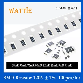 SMD резистор 1206 1% 0.068R 0.07R 0.075R 0.08R 0.082R 0.085R 0.09R 0.091R 100 шт./лот Сверхнизкое значение сопротивления чипа