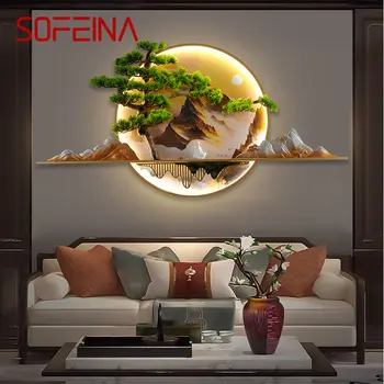 SOFEINA Современный Настенный светильник с изображением китайской креативной Пейзажной росписи, Бра-лампа для дома, гостиной, кабинета, спальни