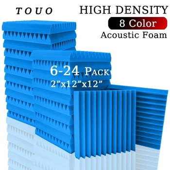 TOUO Acoustic Treatment Пенопластовые Клиновидные Стеновые Панели 6-24 Шт Звукоизоляционные Плитки Шумоподавляющая Пена Для Домашней Студии Звукозаписи