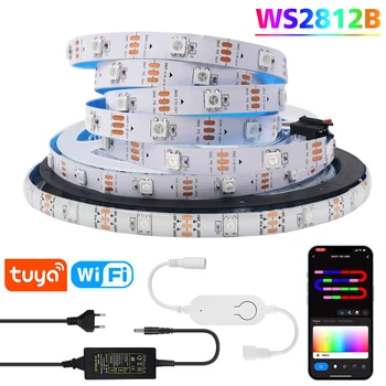 Tuya WiFi 5V USB Dream Color WS2812B RGB светодиодная лента подсветка телевизора Украшение комнаты Светодиодная лента диодная гибкая лента