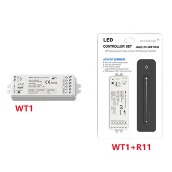 WiFi и RF светодиодный контроллер 2.4 G затемняющий RF пульт дистанционного управления WT1 + R11 DC12-36V 2CH * 5A WT1 Используется для управления одноцветной светодиодной лентой
