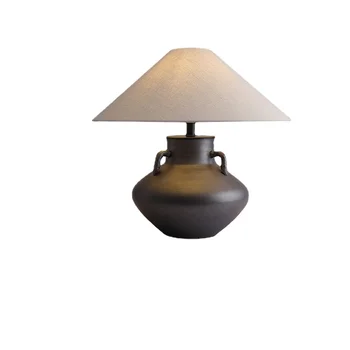Zc Silent Style Кремовый стиль Керамический горшок Настольная лампа Дзен Декоративная лампа в индустриальном стиле Ретро Лампа