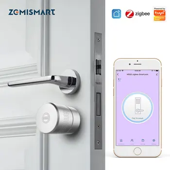 Zemismart Tuya Zigbee Smart Lock Core Cylinder Интеллектуальный Дверной замок безопасности Шифрование с помощью ключей Приложение Удаленной разблокировки