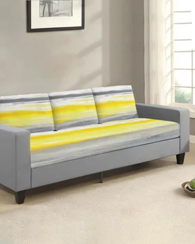 Абстрактный серо-желтый текстурный чехол для подушки сиденья дивана, протектор дивана, Эластичный моющийся съемный чехол для дивана, эластичные чехлы