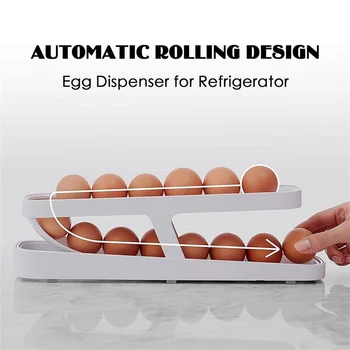 Автоматическая Прокручивающаяся Подставка для яиц, Ящик для хранения, Корзина для яиц, Контейнер, Органайзер, холодильник, Дозатор яиц для кухни