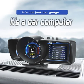 Автомобильный HUD-дисплей на приборной панели, автоматический датчик, сигнализация с турбонаддувом OBD2 + GPS, умный спидометр для автомобилей OBDII