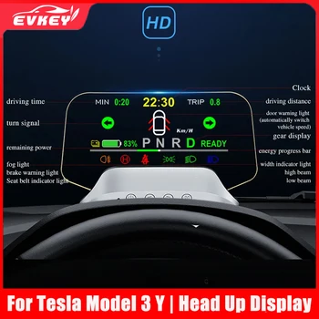 Автомобильный Головной Дисплей EVKEY Для Tesla Model 3 Y 2019-2022 HUD Цифровая Сигнализация MPH/KMH Спидометр об/мин Зеркальный Проектор