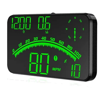Автомобильный цифровой GPS-спидометр, автомобильный HUD-дисплей со скоростью миль / ч, направлением по компасу, напоминание об усталости при вождении.