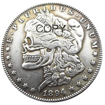 Американский бродяга 1894-P-O-S Морган Доллар череп зомби скелет Посеребренные копировальные монеты