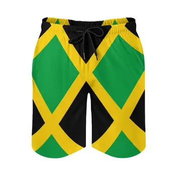 Аниме BeachVintage с флагом Ямайки Регулируемый шнурок Дышащие быстросохнущие мужские пляжные шорты Свободные эластичные гавайские брюки