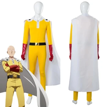 Аниме One Punch Man косплей костюм Сайтамы комбинезоны Экипировка Полные комплекты Карнавальный костюм на Хэллоуин