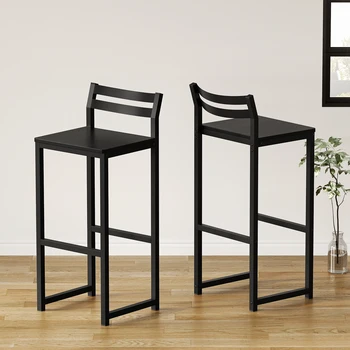 Барные стулья, кухонная спинка, Прочный стальной каркас высотой 30,2 дюйма, простая сборка, промышленные табуреты для паба для кухни в столовой