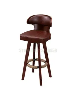 Барный стул из массива дерева, скандинавский современный минималистичный барный стул, барный стул с высокой ножкой, стул для домашней стойки регистрации, стул с поворотной спинкой