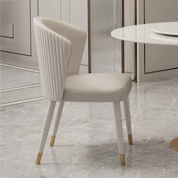 Бежево-белое кресло для переодевания, Кожаное Металлическое кресло для спальни, Итальянская Роскошная мебель для дома Sillas De Comedor T50CY