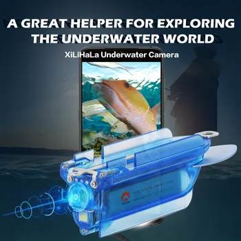 Беспроводная подводная камера для рыбалки 50 метров 1080P, Wi-Fi Камера для рыбалки с 64 ГБ TF-карты, циклическая запись от перезаряжаемой батареи, 34 Г