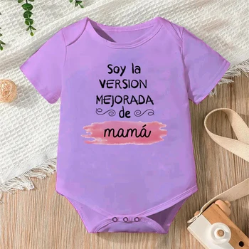 Боди Для Новорожденных Soy La Version Mejorada De Mama Graphics Детская Одежда из 100% Хлопка С Коротким Рукавом Для Новорожденных, Комбинезоны Для Мальчиков и Девочек