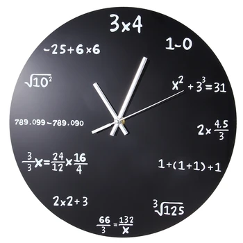 Большие настенные часы Математическая доска Популярная викторина Кухонные часы Металлические кварцевые круглые арифметические настенные часы с черным порошковым покрытием