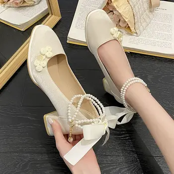 Весна и лето 2023 г. Обувь Mary Treasure Женская обувь Cheongsam в китайском стиле в стиле ретро, нежная обувь на среднем каблуке, Республика