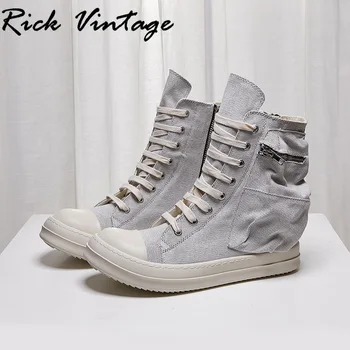 Винтажная парусиновая обувь Rick с высоким берцем, унисекс, Брендовая дизайнерская повседневная обувь на плоской подошве, Мужские кроссовки RO, вулканизированная обувь для пары, Большой размер 48