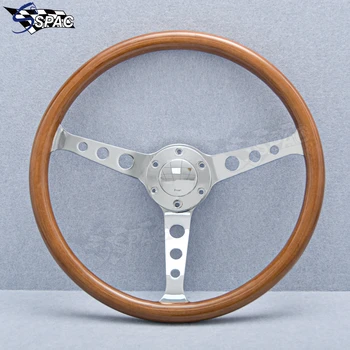 Винтажное деревянное рулевое колесо для спортивного автомобиля 380 мм Классическое рулевое колесо из натурального дерева