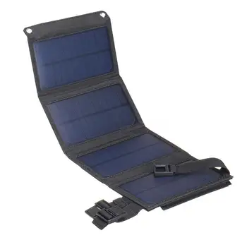 Водонепроницаемое складное зарядное устройство для солнечных батарей USB мощностью 20 Вт 5 В для пеших прогулок (черное)