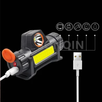 Водонепроницаемый светодиодный налобный фонарь COB Work Light 2 Режима освещения с магнитом USB-фара Со встроенным аккумулятором Подходит для рыбалки, кемпинга и т.д.