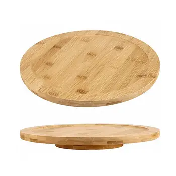 Вращающийся деревянный поднос, вращающаяся доска, Поворотная тарелка, доска для подачи пиццы, Сервировочная тарелка для домашней кладовой, обеденного стола, кухонного шкафа.