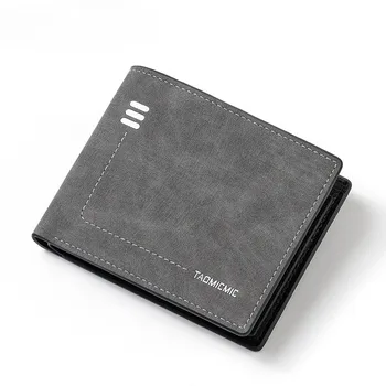 Высококачественный тонкий двойной складной короткий кожаный бумажник креативный новый деловой мужской ретро-кошелек из искусственной кожи