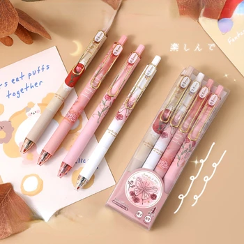 Гелевая ручка Kawaii Rose, 4 шт, быстросохнущие ручки для письма школьников, Корейские Японские школьные канцелярские принадлежности Kawaii