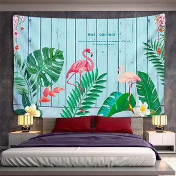 Гобелен с Фламинго, Джунгли, Настенное Тропическое растение, Гобелен с цветочным принтом в виде листьев кактуса, пляжное полотенце из полиэстера в богемном стиле