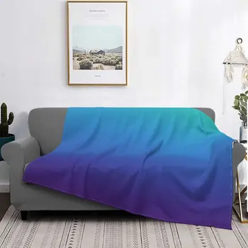 Градиентное Красочное одеяло, фланелевое, всесезонное, Русалочье, синее, фиолетовое и зеленое, тонкие пледы для кровати, дивана, Плюшевое Тонкое одеяло
