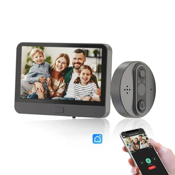 Дверной звонок Viewe 1080P WiFi Видео Дверной глазок Камера r с ЖК-монитором ночного видения для домашней безопасности в квартире