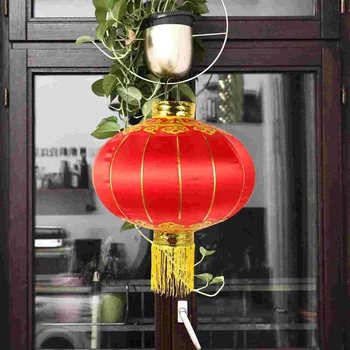 Декор из 2 предметов, Китайский фонарь, Новогодние украшения, ткань для вечеринки, Домашний подвесной орнамент, Красный Традиционный
