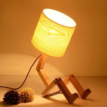 Декоративное освещение OGS Детская лампа для чтения DIY Регулируемая Деревянная Настольная лампа для домашней спальни