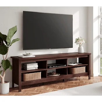 Деревенская подставка для телевизора для развлекательного центра с 75-дюймовым телевизором, шкаф для хранения из коричневого дерева, телевизионная консоль для гостиной и спальни
