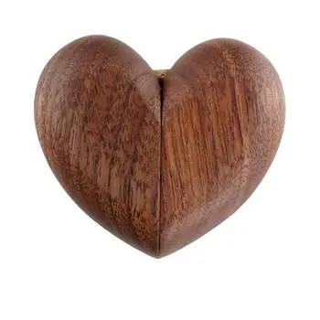 Деревянная коробка для обручальных колец Коробки для хранения колец в форме сердца из орехового дерева Деревянная Коробка для хранения обручальных колец Promise Rings &
