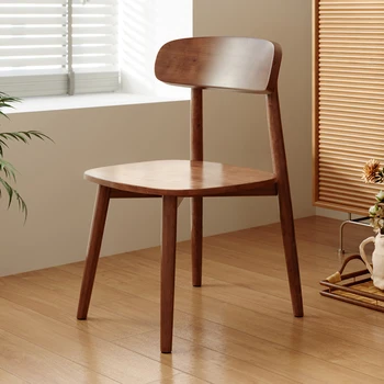 Деревянный Обеденный стул из массива грецкого Ореха, Спинка стула для домашнего магазина чая с молоком, Стул для отдыха, стул для гостиной, Простой Современный