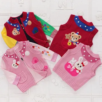 Детская одежда Miki, весенне-осенний Новый шарф для мальчиков и девочек с рисунком Медведя и кролика, жилет на молнии