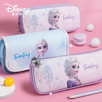 Детская сумка для ручек Disney Elsa Мультфильм для девочек Водонепроницаемый пенал Большой емкости для хранения канцелярских принадлежностей для учащихся начальной школы