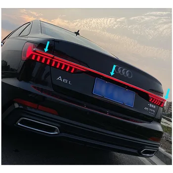Для Audi A6 C8 2018 2019 2020, светодиодный указатель поворота, проходящий через фонарь багажника, задний фонарь, модифицированный Стоп-сигнал, проходящий через задний фонарь