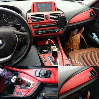 Для BMW 1 серии F20 2012-2016 Внутренняя Центральная панель управления Дверная ручка 5D Наклейки из углеродного волокна, отличительные знаки, аксессуары для стайлинга автомобилей