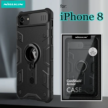 Для iPhone 8 Чехол NILLKIN Slide Armor Metal Camera Protect Privacy Ring Подставка для Задней крышки iPhone8