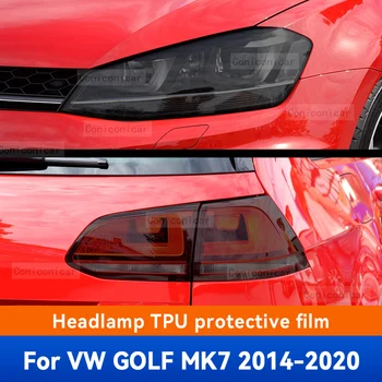 Для Volkswagen VW GOLF MK7 2014-2020, автомобильные фары, черная Защитная пленка из ТПУ, Изменение оттенка переднего света, Наклейки, аксессуары
