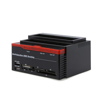 Док-станция для жесткого диска с внешним жестким диском USB 2.0 на SATA с 2-портовым концентратором, функцией автономного клонирования для 2,5-дюймовых и 3,5-дюймовых жестких дисков SSD