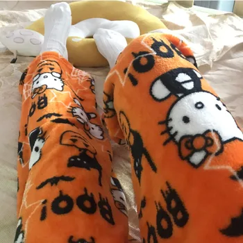 Домашние брюки Sanrio Hello Kitty Для женщин, Пижама На Хэллоуин В паре С Украшением, Штаны Для спальни с аниме-принтом, Новые
