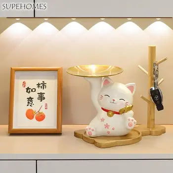 Домашний декор Fortune Cat Роскошный Высококачественный лоток для хранения на крыльце, Орнамент, подставка для дерева, Украшение рабочего стола в гостиной
